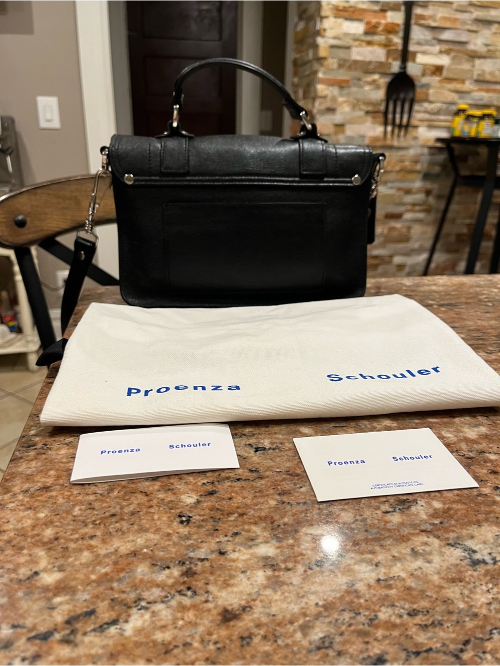 Proenza Schouler Black Leather Messenger Satchel with Top Handle - Picture 2 of 7